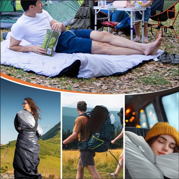 Green Portable Outdoor Single-person Sleeping Bag, Camping Sleeping Bag, Synthetic Fiber Insulation, Zipper Closure, Suitable for Adults in Autumn, Spring, and Summer, for Backpacking, Hiking, Camping, Mountaineering, Indoor and Outdoor Use
