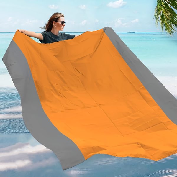 Sandproof Beach Blanket, Foldable Beach Mat with 4 Corner Stakes, for Outdoor Camping Travel Vacation Hiking