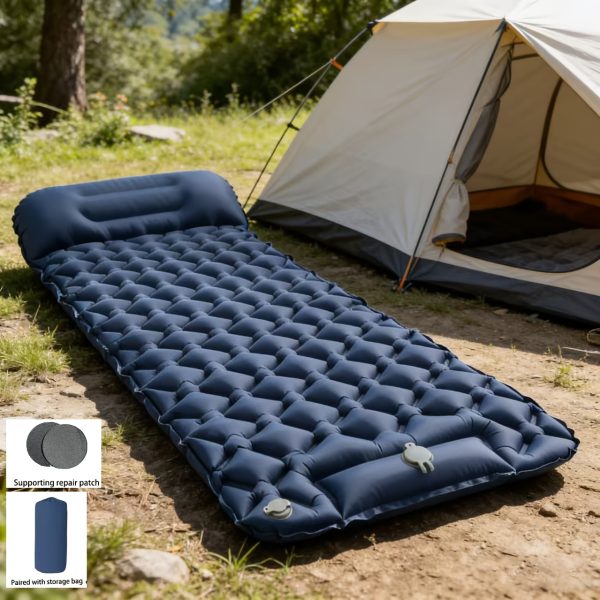 Single-Person Outdoor Inflatable Sleeping Pad with 1-Minute Quick Inflation, Thickness 1.95in. Essential for Camping, Hiking, and Picnics. Lightweight, Portable, and Foldable Moisture-Proof Mat. Must-Have Outdoor Gear for Summer Trips